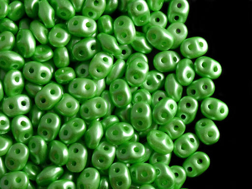 20 g SuperDuo Rocailles 2.5x5mm Zwei Löcher, Böhmisches Glas, Pastell Chrysotil