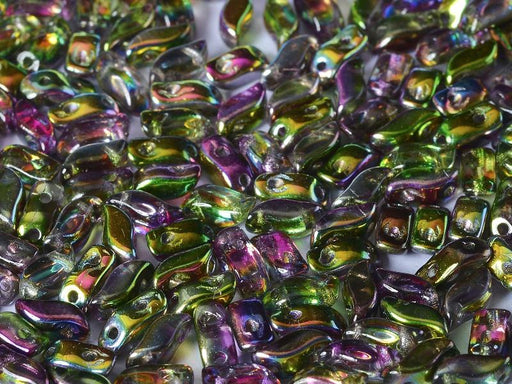 600 St. StormDuo® Gepresste Perlen 3x7mm 2-Loch, Tschechische Glas, Kristall Magische Orchidee