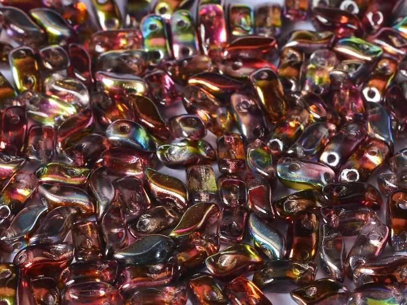 600 St. StormDuo® Gepresste Perlen 3x7mm 2-Loch, Tschechische Glas, Kristall Magischer Wein