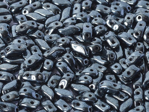 50 St. StormDuo® Gepresste Perlen 3x7mm 2-Loch, Tschechische Glas, Hematit