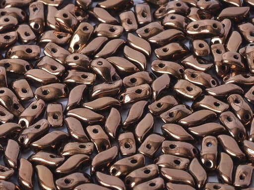 50 St. StormDuo® Gepresste Perlen 3x7mm 2-Loch, Tschechische Glas, Bronze