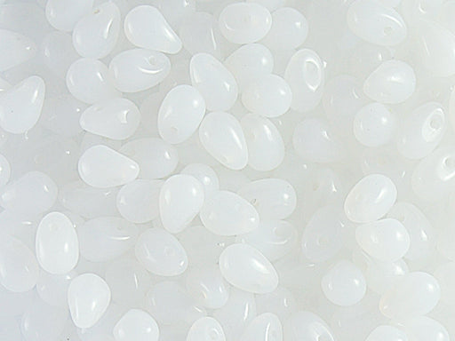 60 St. Teardrop Beads 4x6mm, Weißer Alabaster, Tschechisches Glas