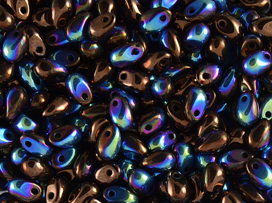 60 St. Teardrop Perlen 4x5mm, Braun irisierend AB, Tschechisches Glas