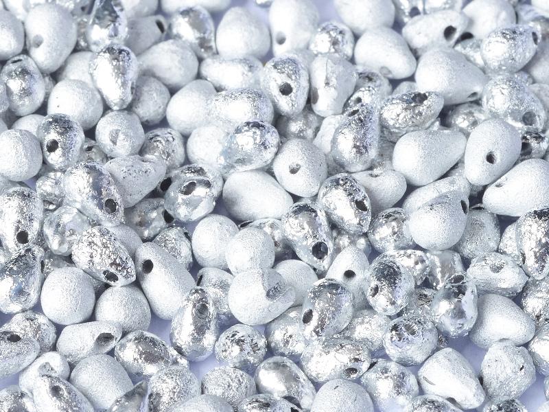 60 St. Teardrop Perlen 4x6mm, Böhmisches Glas, Kristall Geätzt Labrador Voll