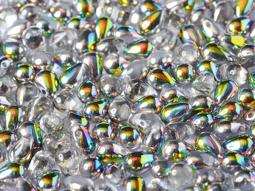 60 St. Teardrop Perlen 4x6mm, Böhmisches Glas, Kristall Vitrail