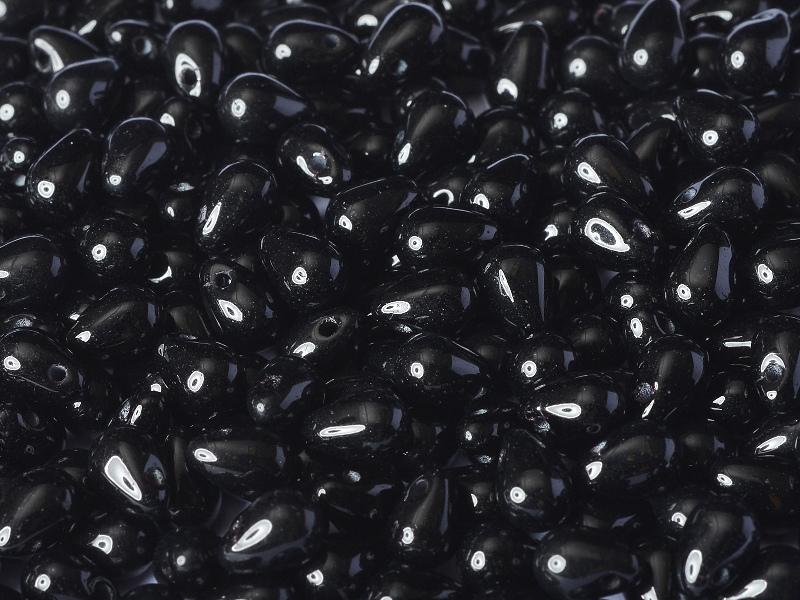 60 St. Teardrop Beads 4x6mm, Schwarz, Tschechisches Glas