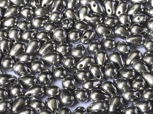 60 St. Teardrop Beads 4x6mm, Chrome voll, Tschechisches Glas