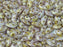 300 St. MobyDuo® , 3x8mm, 2-Loch, Tschechisches Glas, Kreideweiß, Lila Gold Lüster