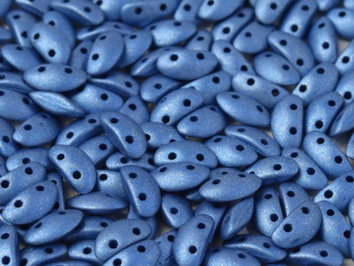 300 St. MobyDuo® , 3x8mm, 2-Loch, Tschechisches Glas, Alabaster Metallic, Marineblau