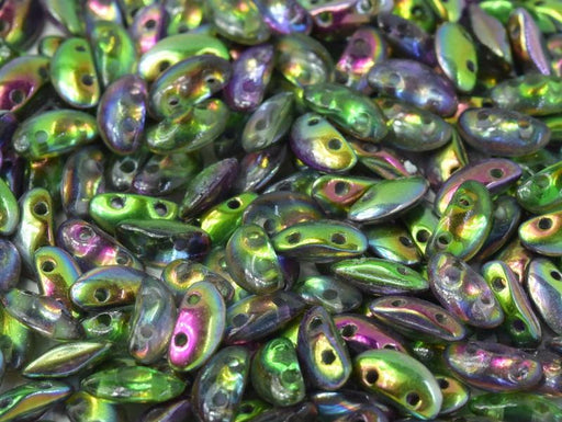 300 St. MobyDuo® , 3x8mm, 2-Loch, Tschechisches Glas, Kristall, Magic Orchid