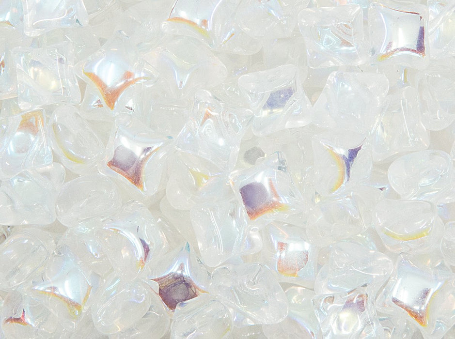 25 St. Glasperlen WibeDuo®, 8x8 mm, 2-Loch, Tschechisches Glas, Kristall AB