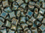 25 St. WibeDuo® Beads 8x8 mm, 2-Loch, Opak Türkis-Bronze, Tschechisches Glas